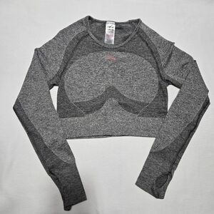 Gymshark Women's Flex Seamless Gray Long Sleeve Crop Top sz L